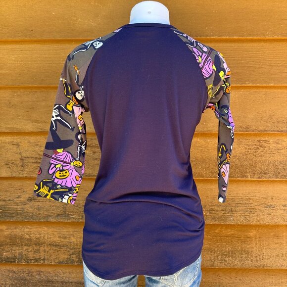 Lularoe Halloween Print Baseball Tee Blue 3/4 Sleeve Shirt Size XS - Picture 5 of 8
